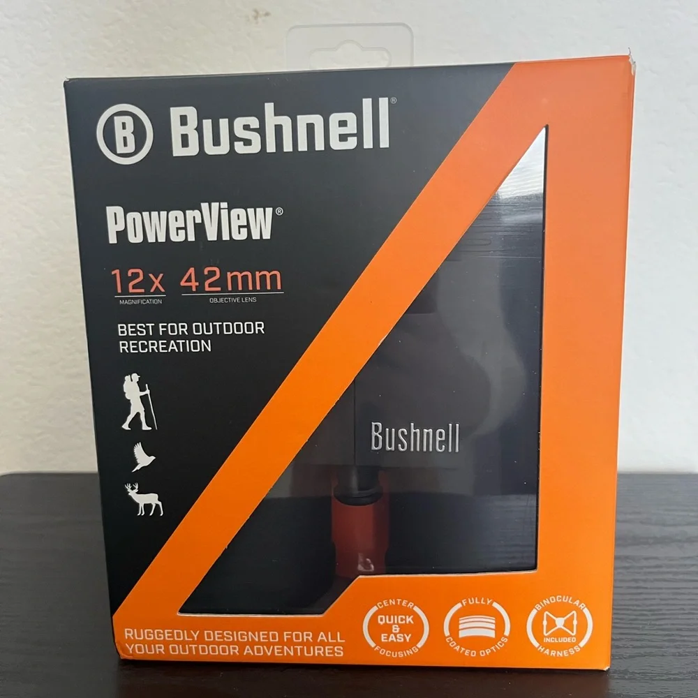 Brand New Bushnell Black powerView Binoculars 12x 42mm